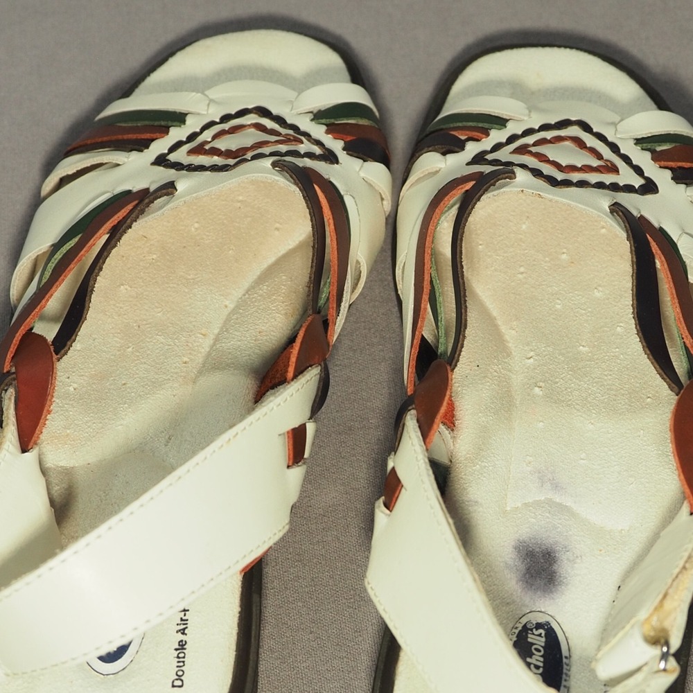 Dr Scholls Sandals Womens 8 White Woven Aztec Slingback Huarache Wedge Flat - Picture 9 of 13